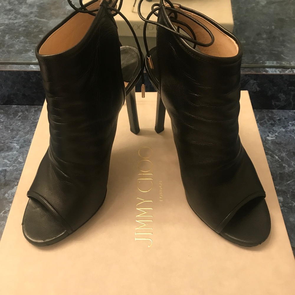 Jimmy Choo Froze Black Nappa Leather Sandal Bootie